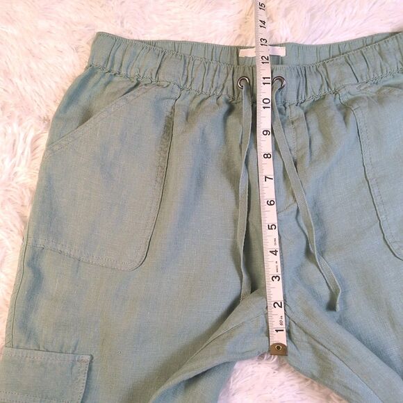 Nicole Miller Womens M 100% Linen Jogger Cargo Pants Mint Green Pockets Boho - Picture 10 of 11